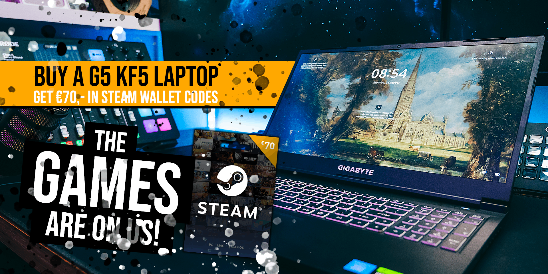 The games are on us! - Buy a G5 KF5 laptop and get a €70,- Steam wallet code