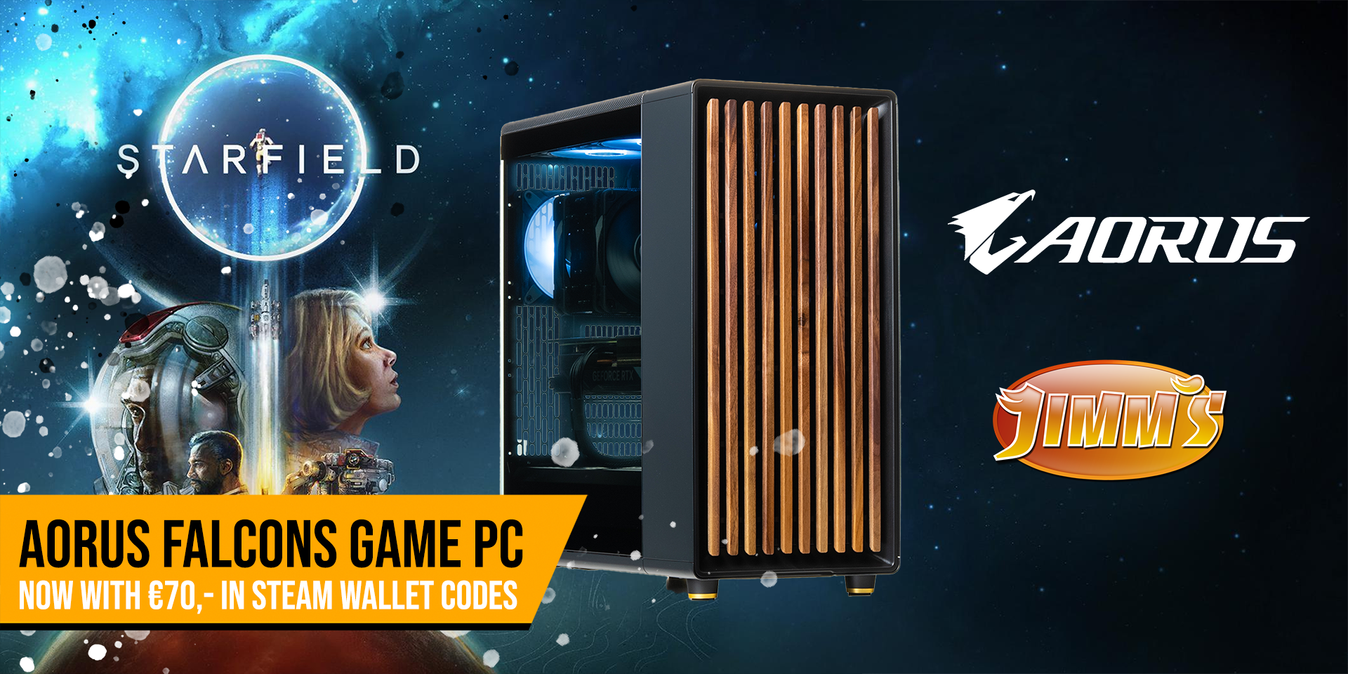 AORUS Falcons assemble! Get Starfield for free with your new AORUS Falcon PC from Jimm's PC Store